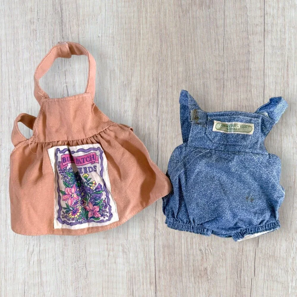 Vtg 80s Cabbage Patch Kids Coleco Romper Apron Bunny Garden Patch Seeds Outfit